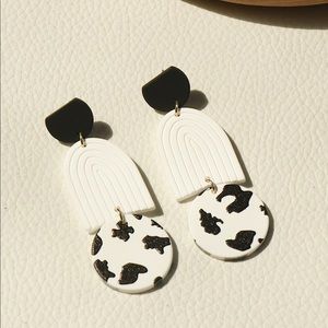 Geometric Cute Black & White Drop Earrings